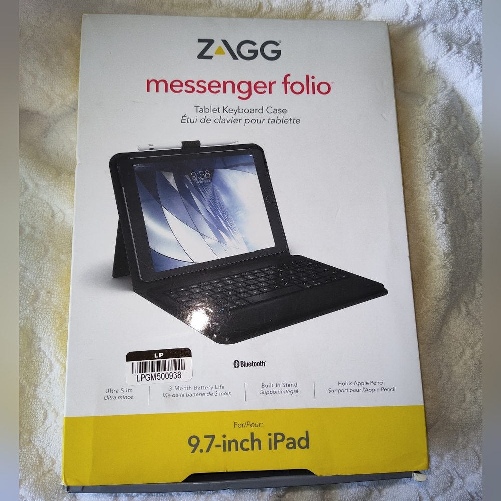 ZAGG Messenger Folio Bluetooth Keyboard Case for 9.7" iPad - New